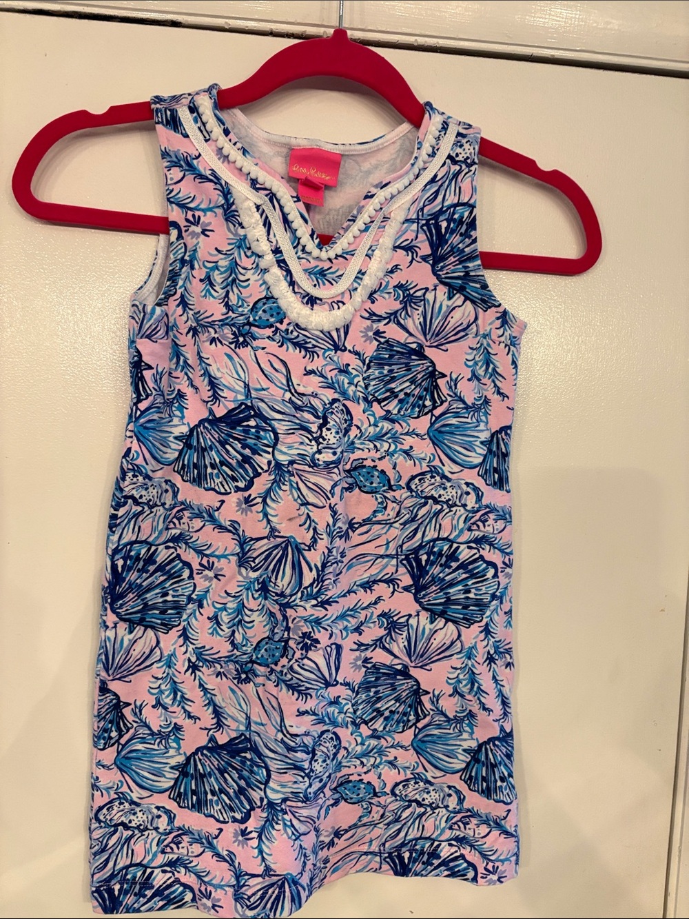 Lilly Pulitzer Pink & Blue Shell-Print Sleeveless Dress